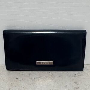 Gucci Navy Patent leather snap wallet